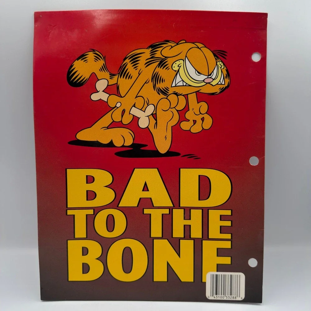 Vintage Mead Garfield Bad to the Bone Portfolio Folder 3-Hole Punched 33288 USA